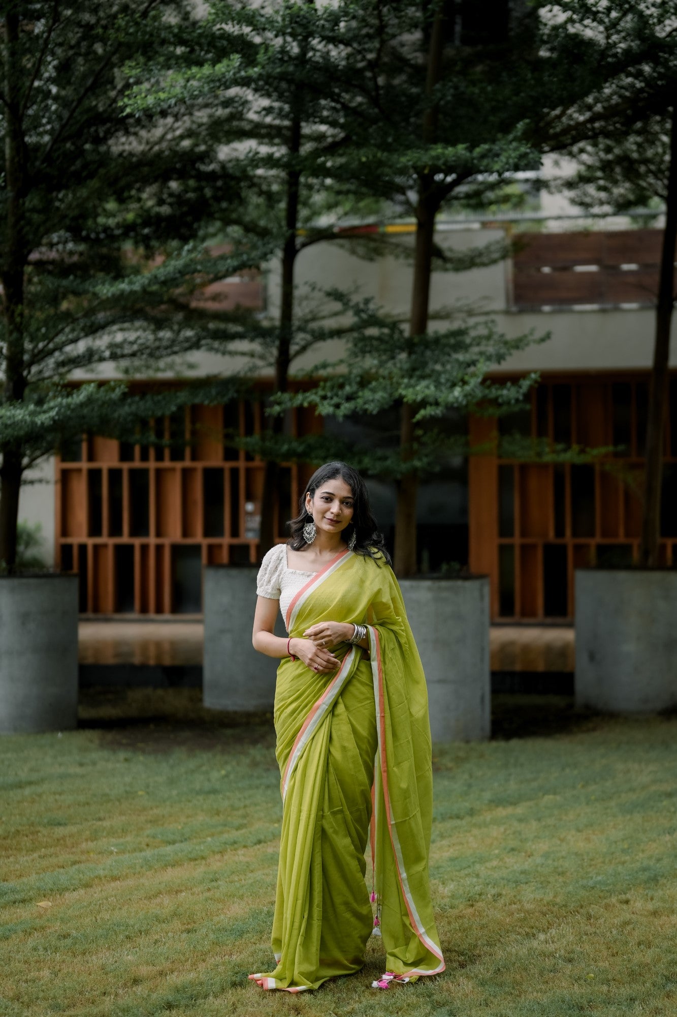 Mul Cotton Plain Saree --