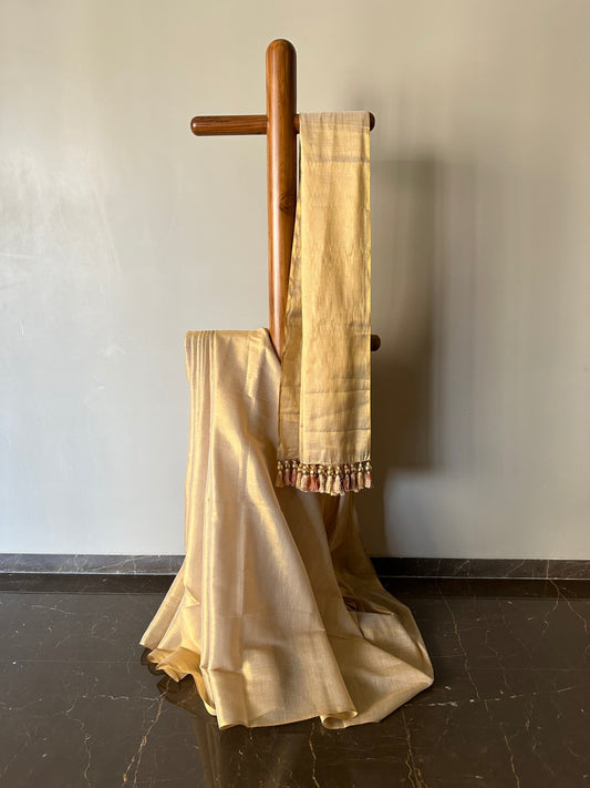 Handloom Tissue Saree with Bubble Tassels