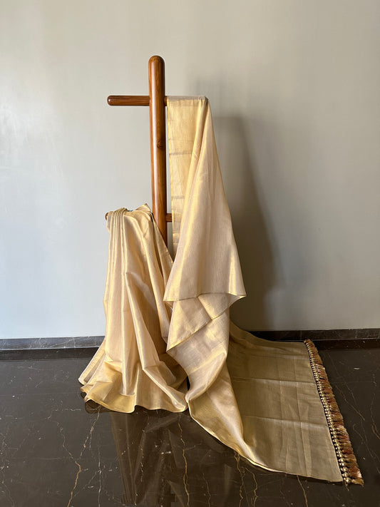 Handloom Tissue Saree with Bubble Tassels