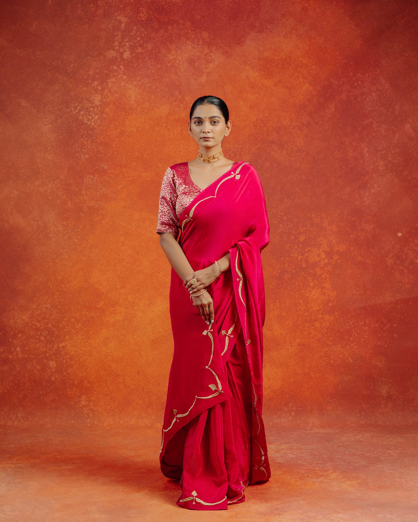 Pink Natural Crepe Saree