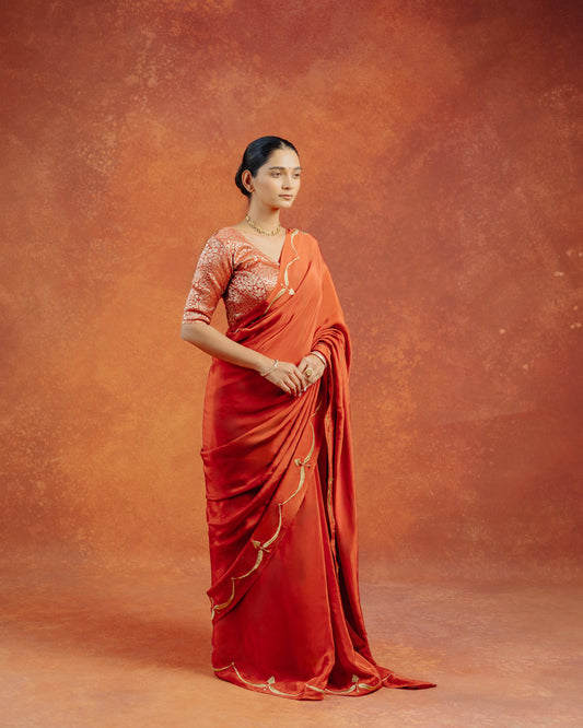 Orange Natural Crepe Saree
