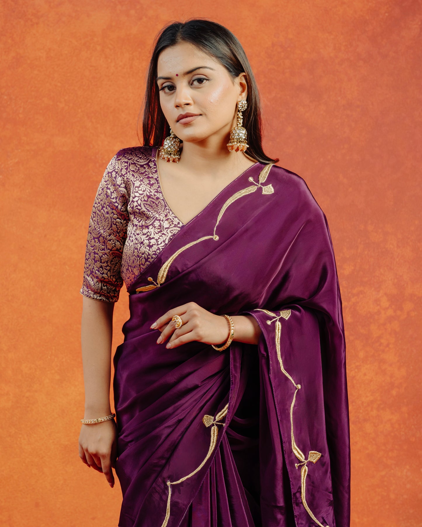 Purple Natural Crepe Saree