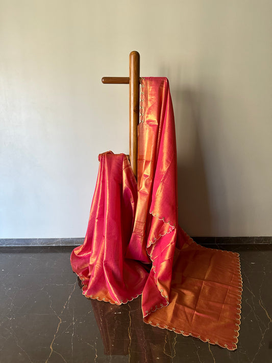 Handloom Tissue Saree with Embroidery Border