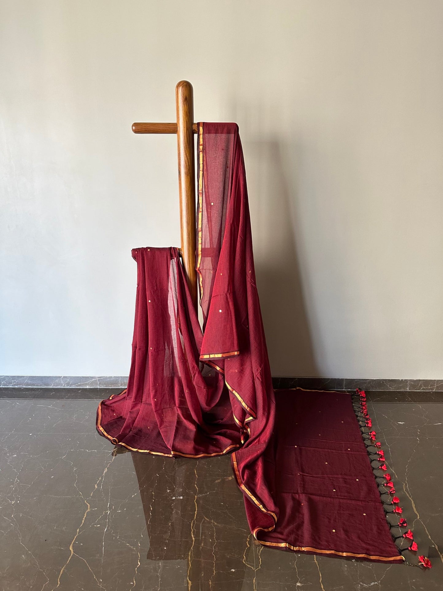 Mul Saree with Scattered Sequins --