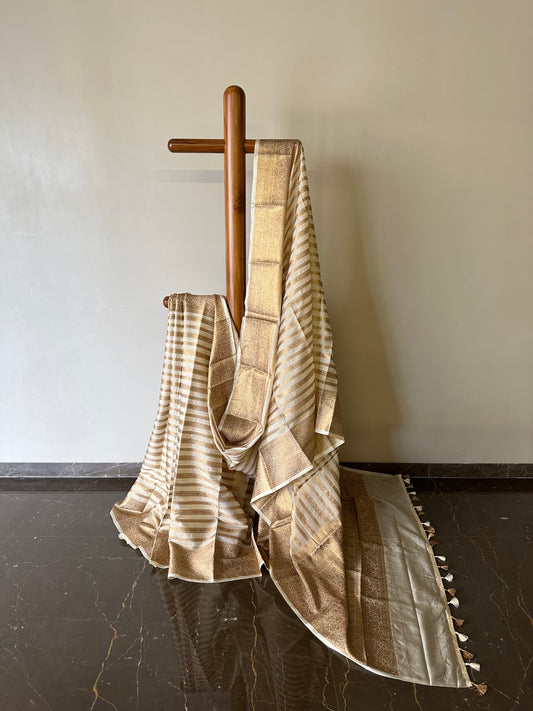 Banarasi Soft Silk Striped Saree--