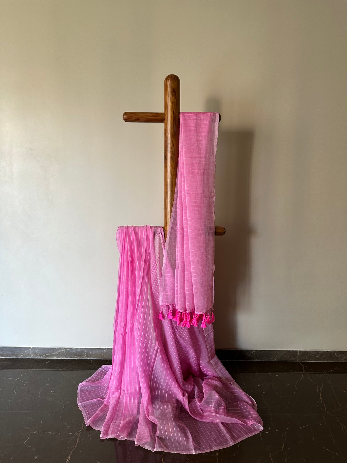 Mul Saree with Zari Stripes
