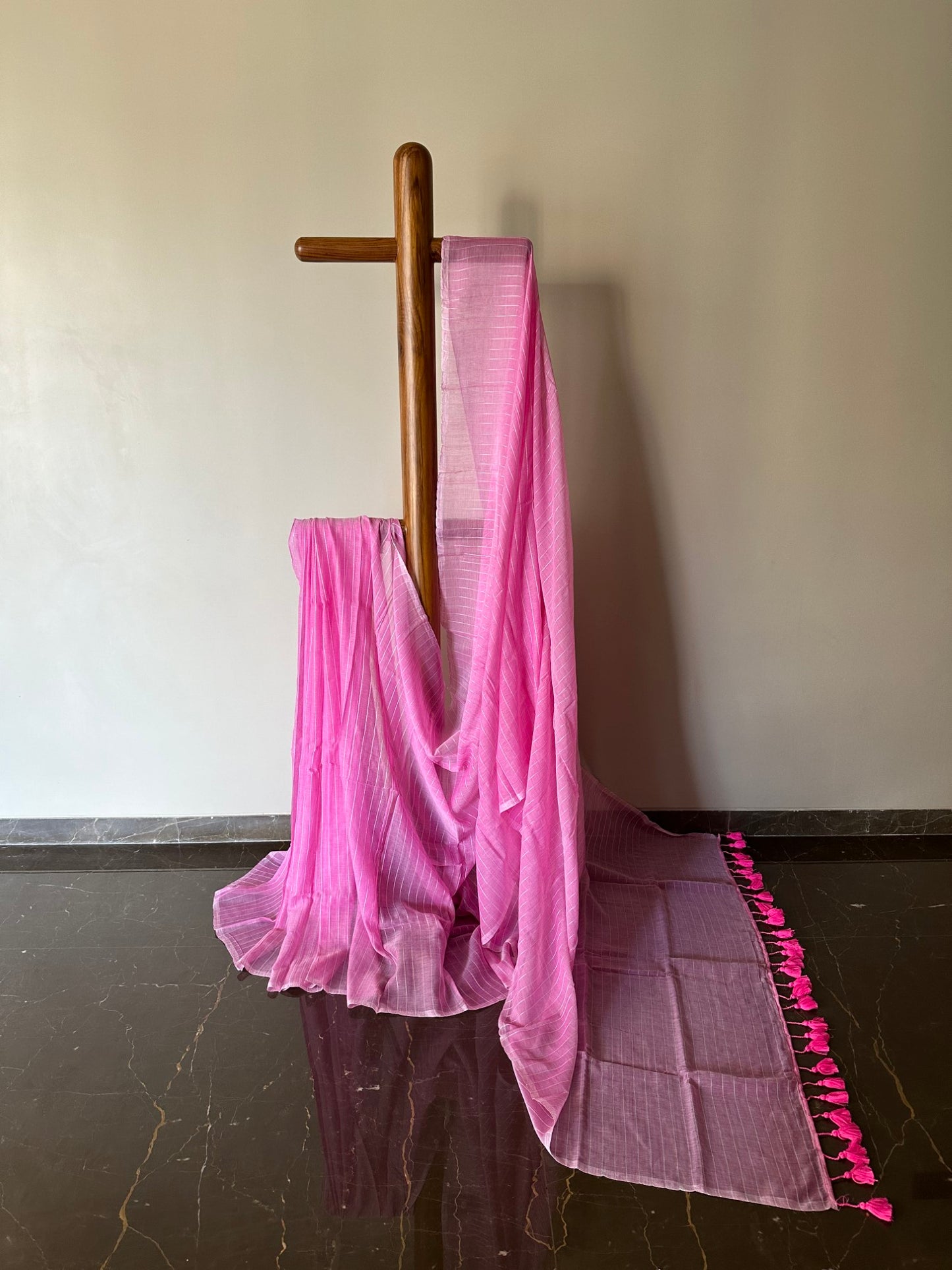 Mul Saree with Zari Stripes