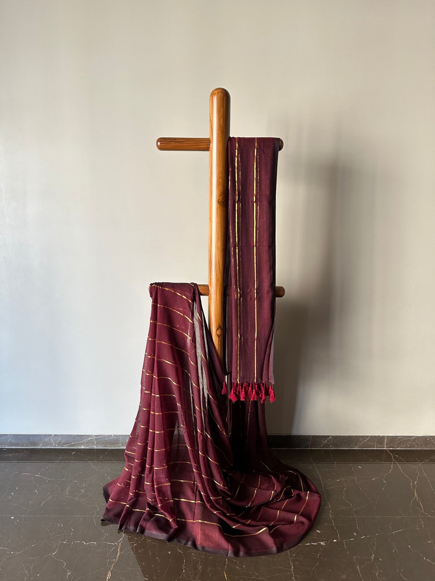 Mul Saree with Zari Stripes