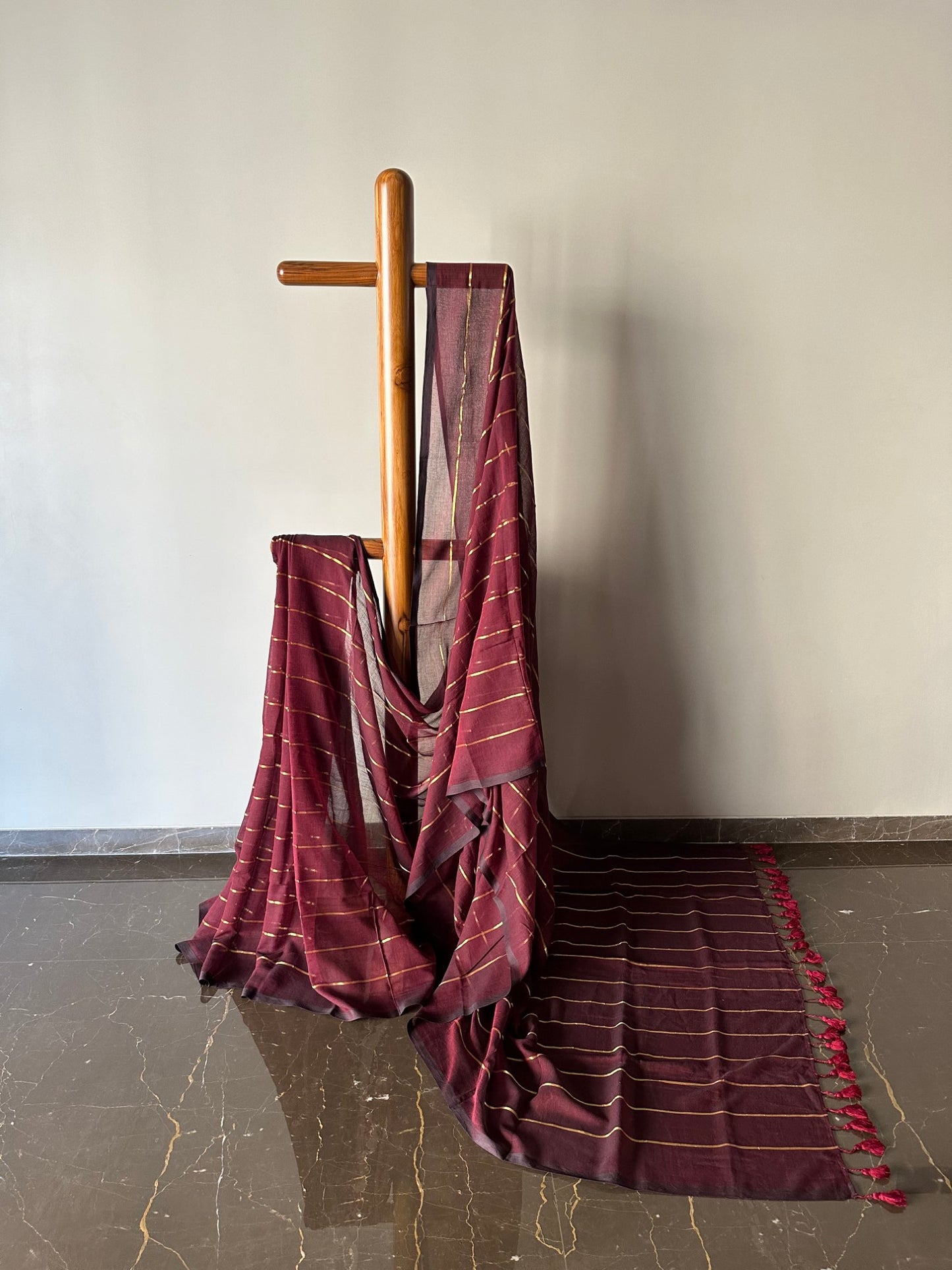 Mul Saree with Zari Stripes
