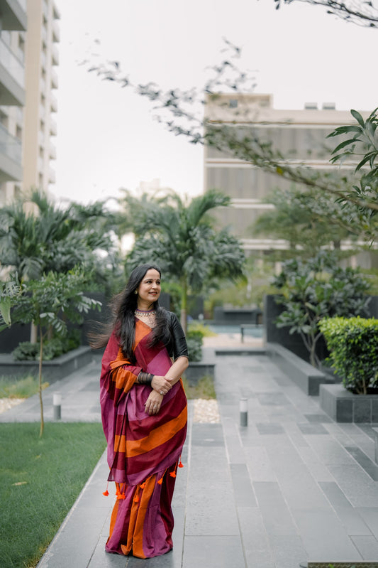 Khadi Cotton Striped Saree
