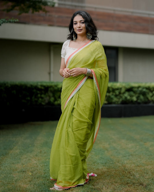 Mul Cotton Plain Saree --