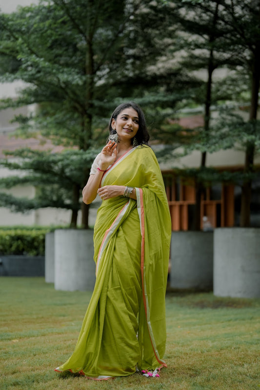Mul Cotton Plain Saree --
