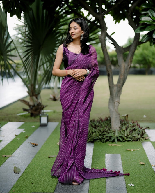 Mul Saree with Zari Stripes