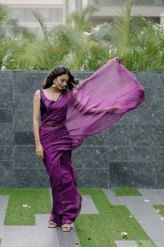 Mul Saree with Zari Stripes