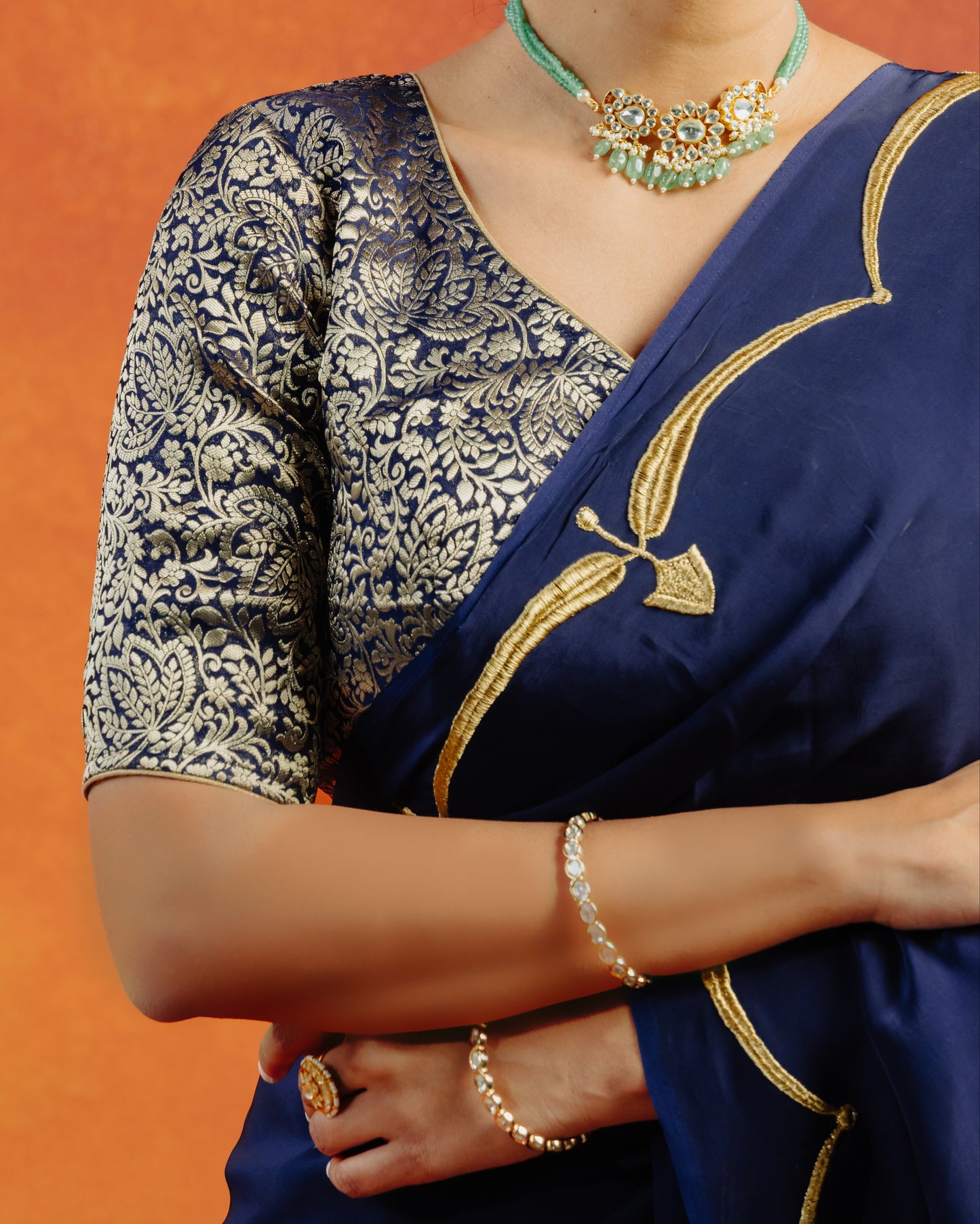 Navy Blue Natural Crepe Saree