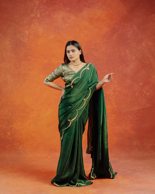 Green Natural Crepe Saree