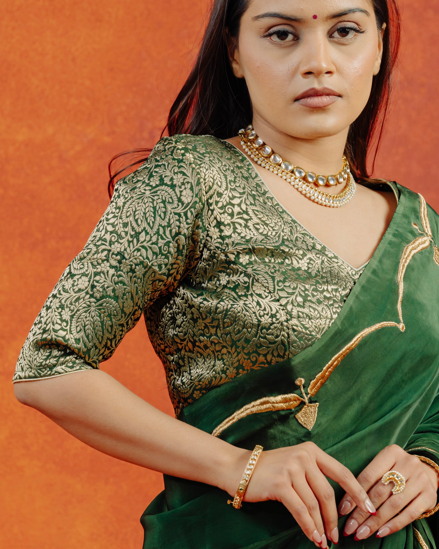Green Natural Crepe Saree