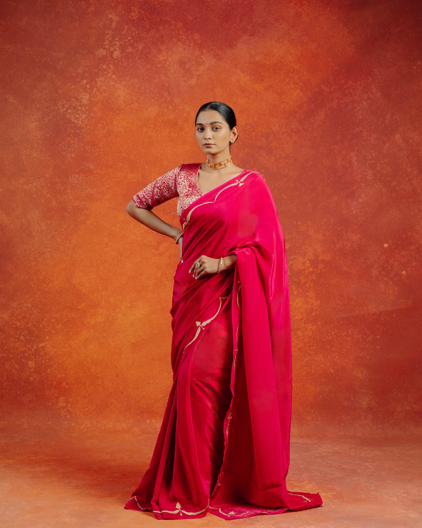 Pink Natural Crepe Saree