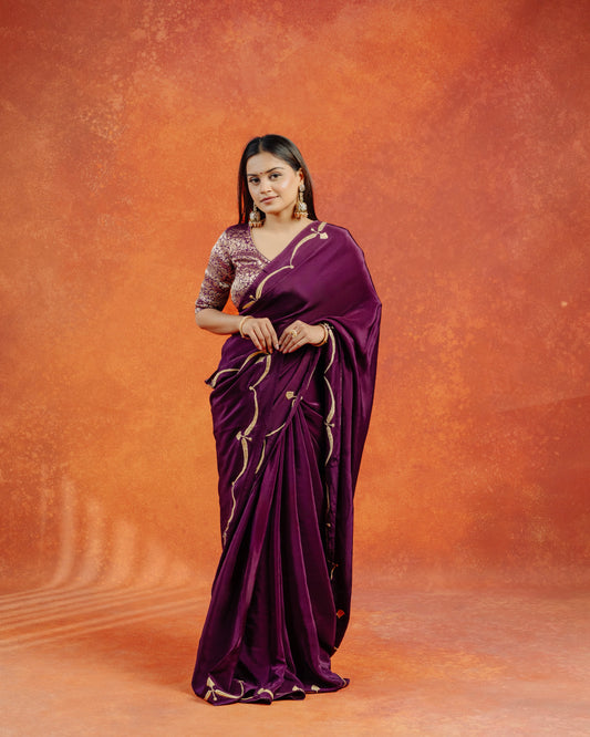 Purple Natural Crepe Saree