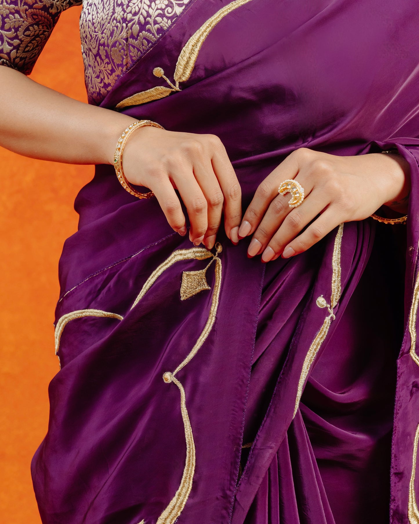 Purple Natural Crepe Saree