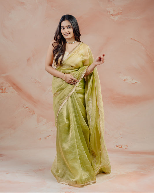 Green Crush Tissue Saree