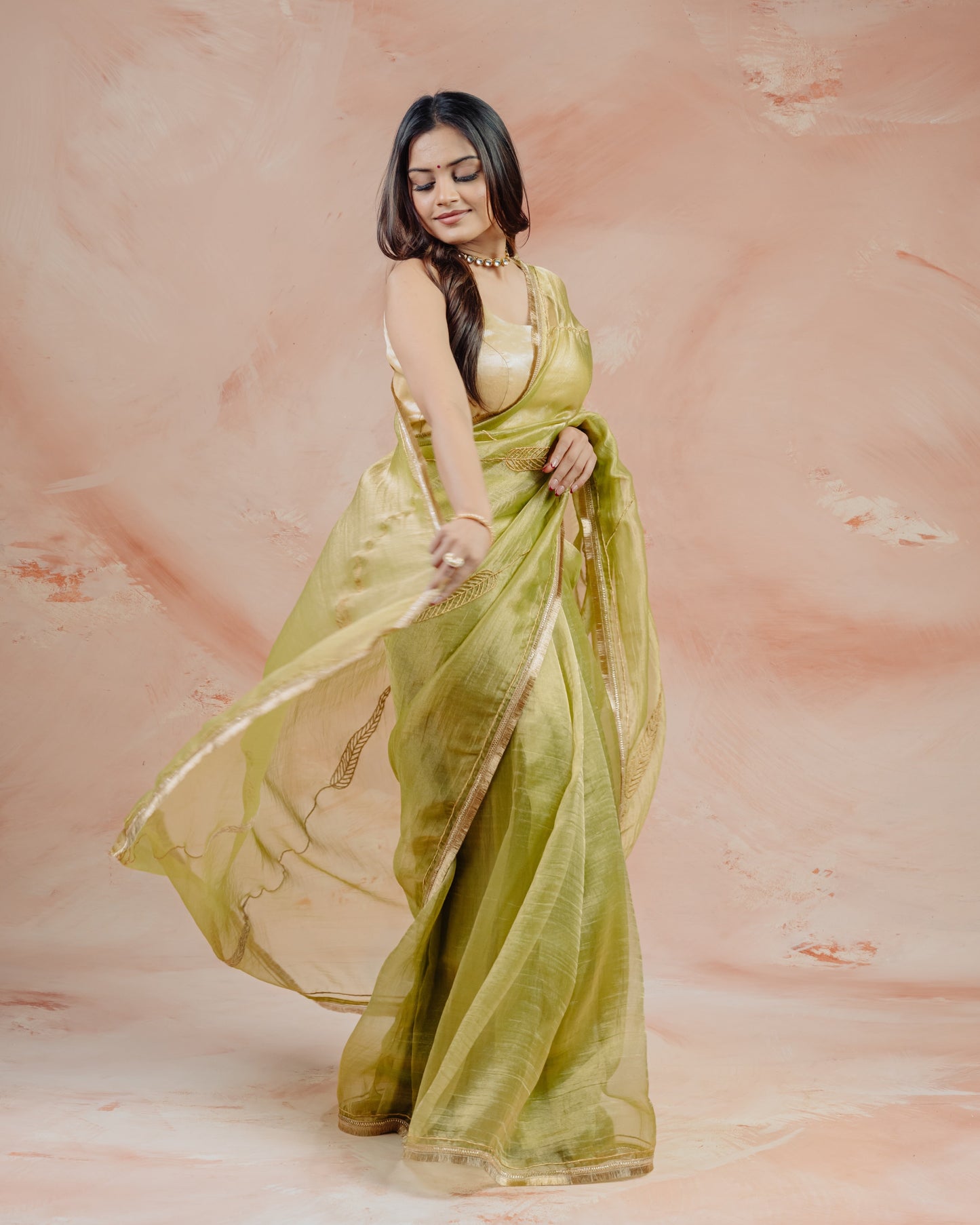 Green Crush Tissue Saree