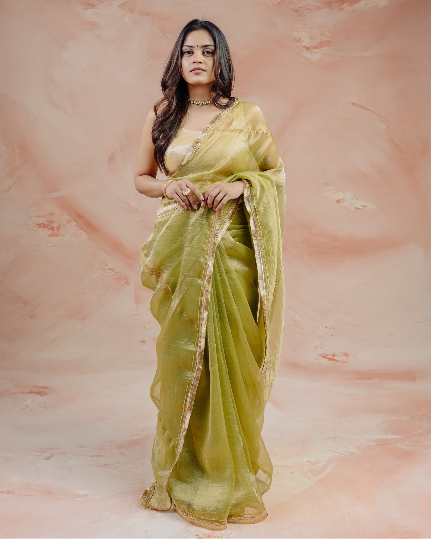 Green Crush Tissue Saree