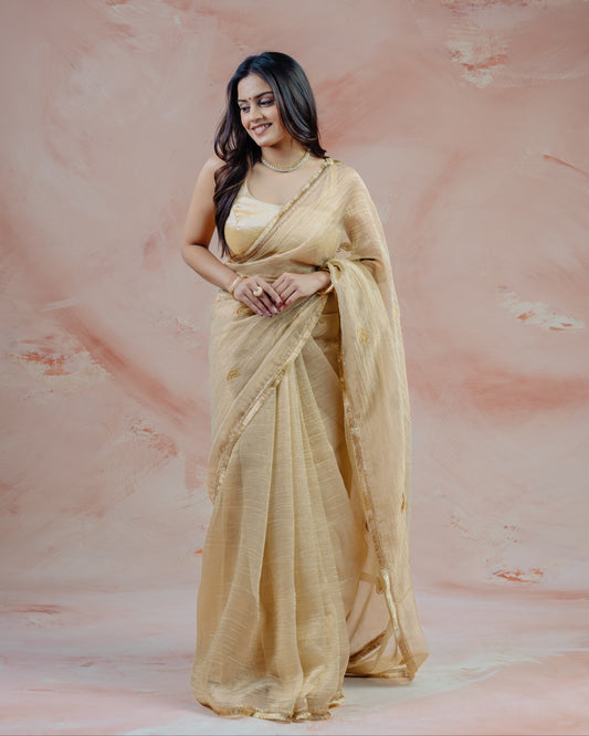 Ivory Crush Tissue Saree