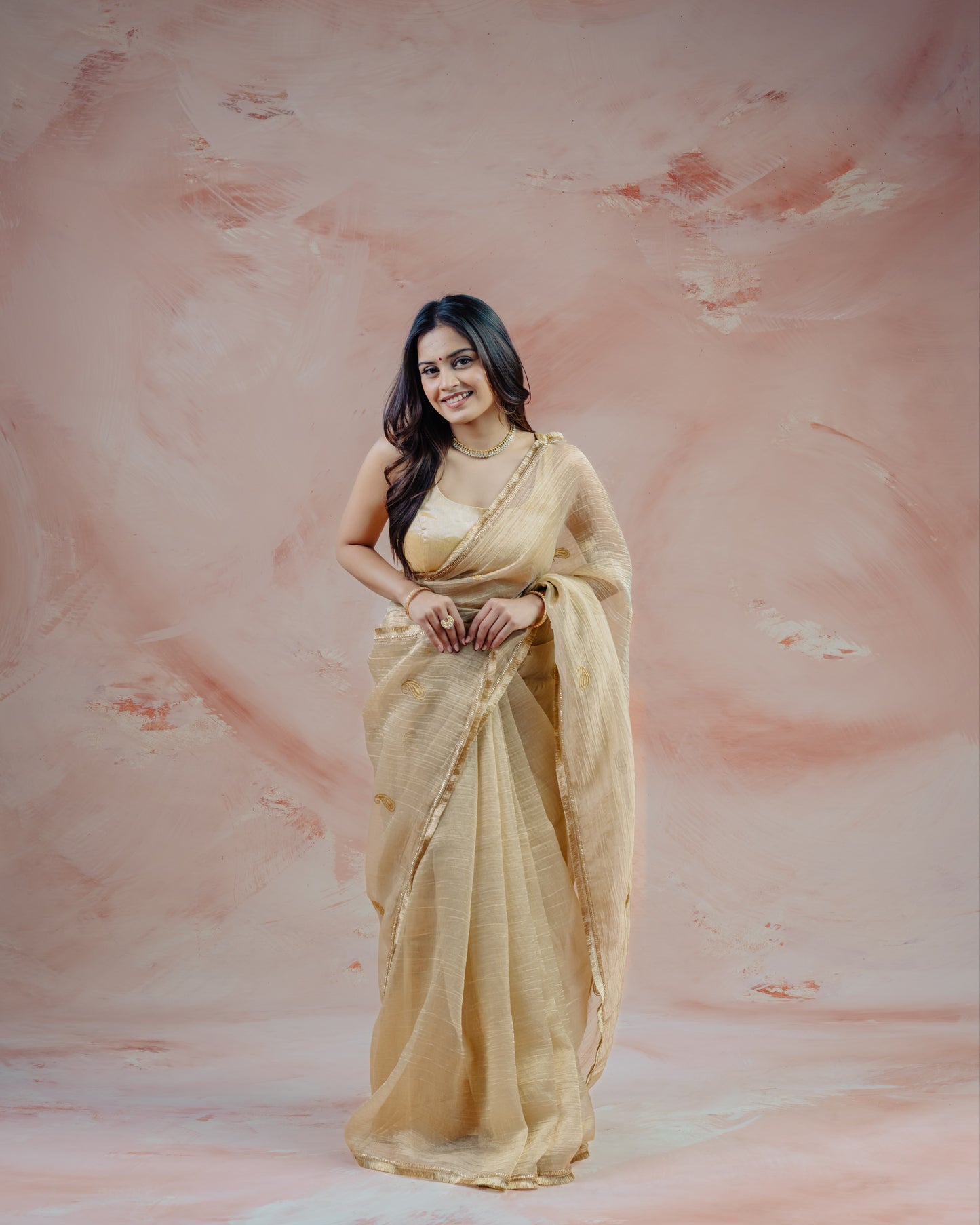 Ivory Crush Tissue Saree