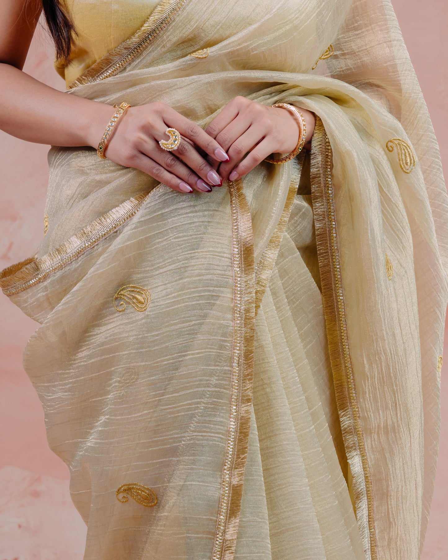 Ivory Crush Tissue Saree
