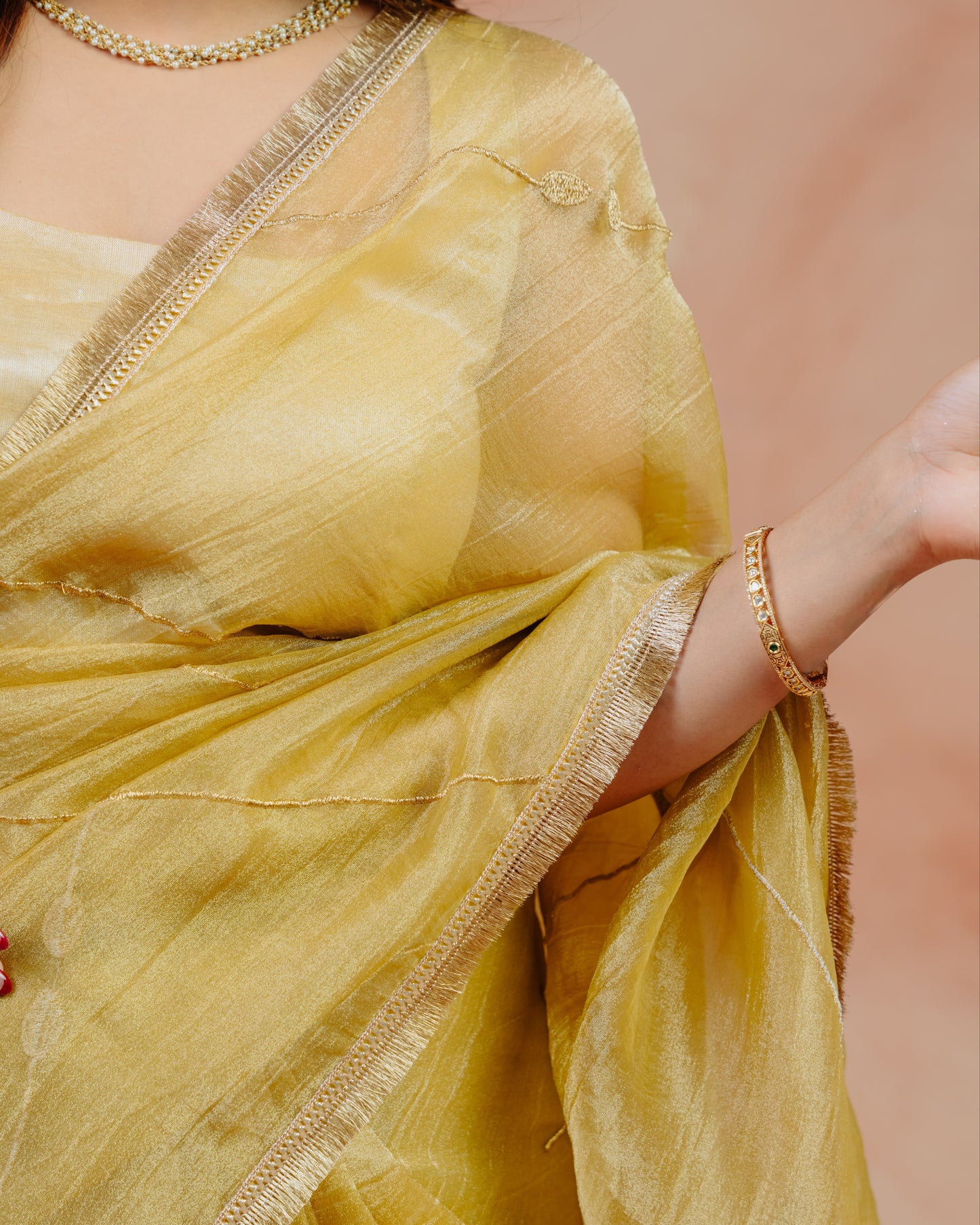 Yellow Crush Tissue Saree