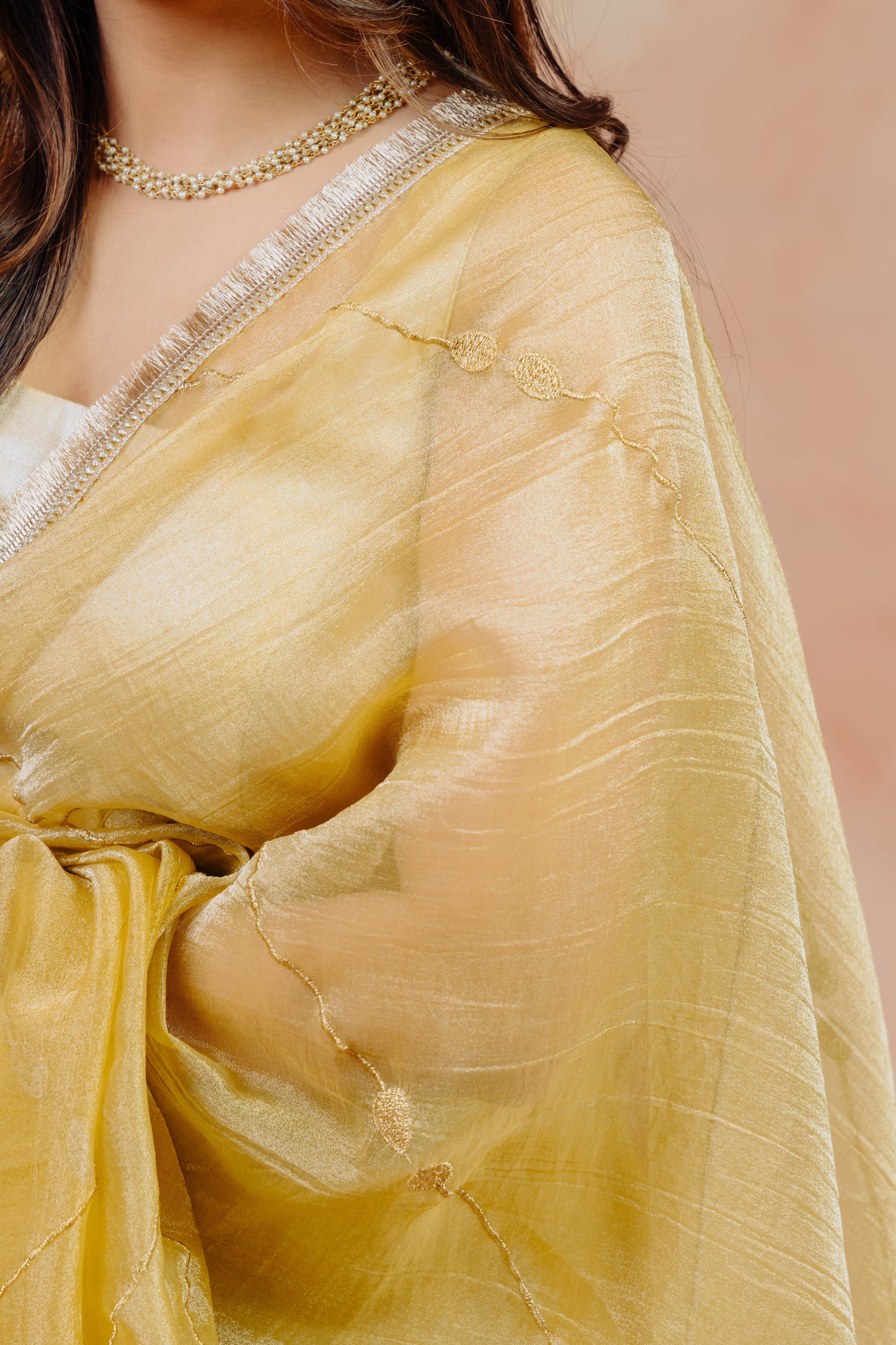 Yellow Crush Tissue Saree