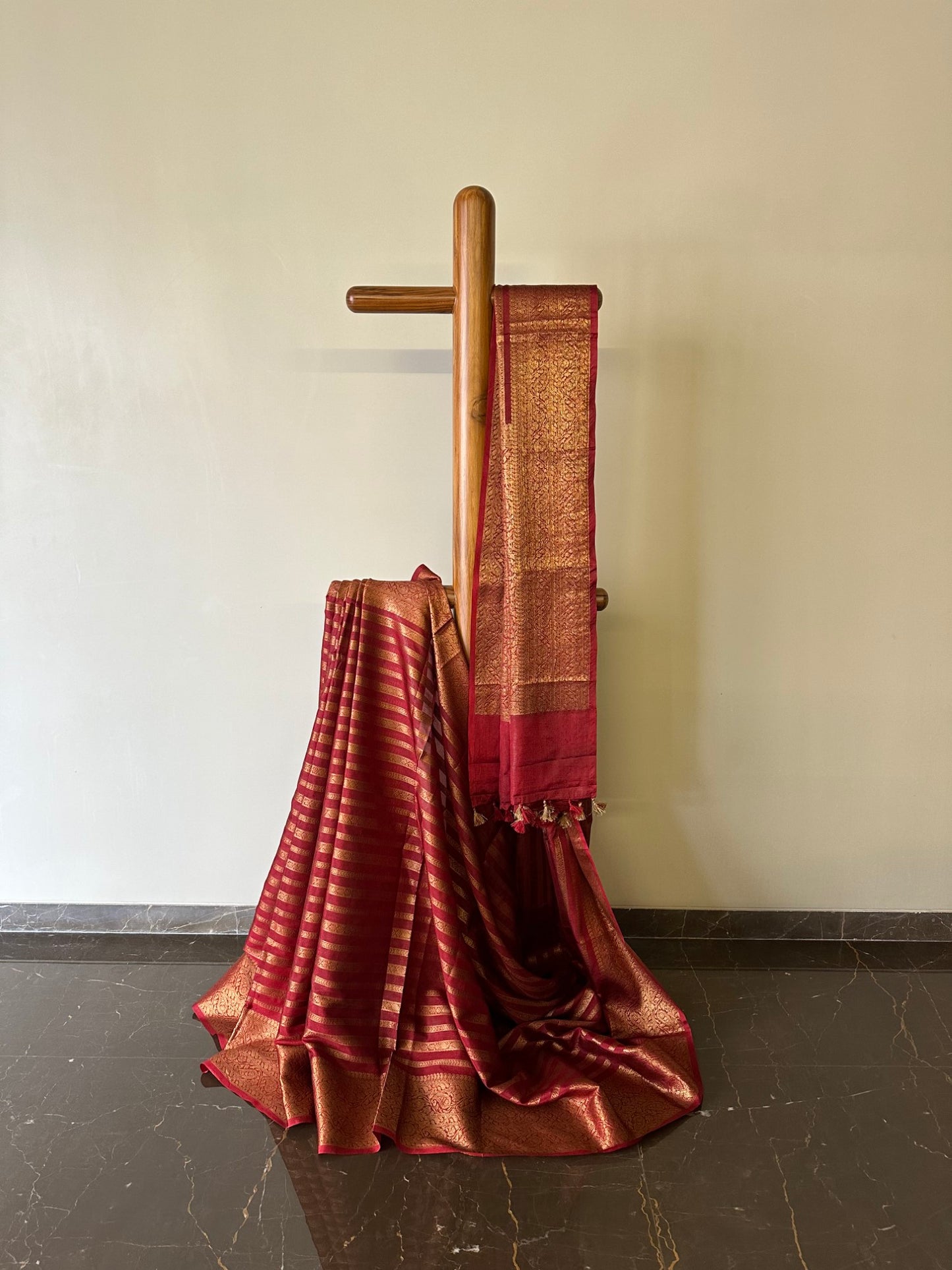 Banarasi Soft Silk Striped Saree--