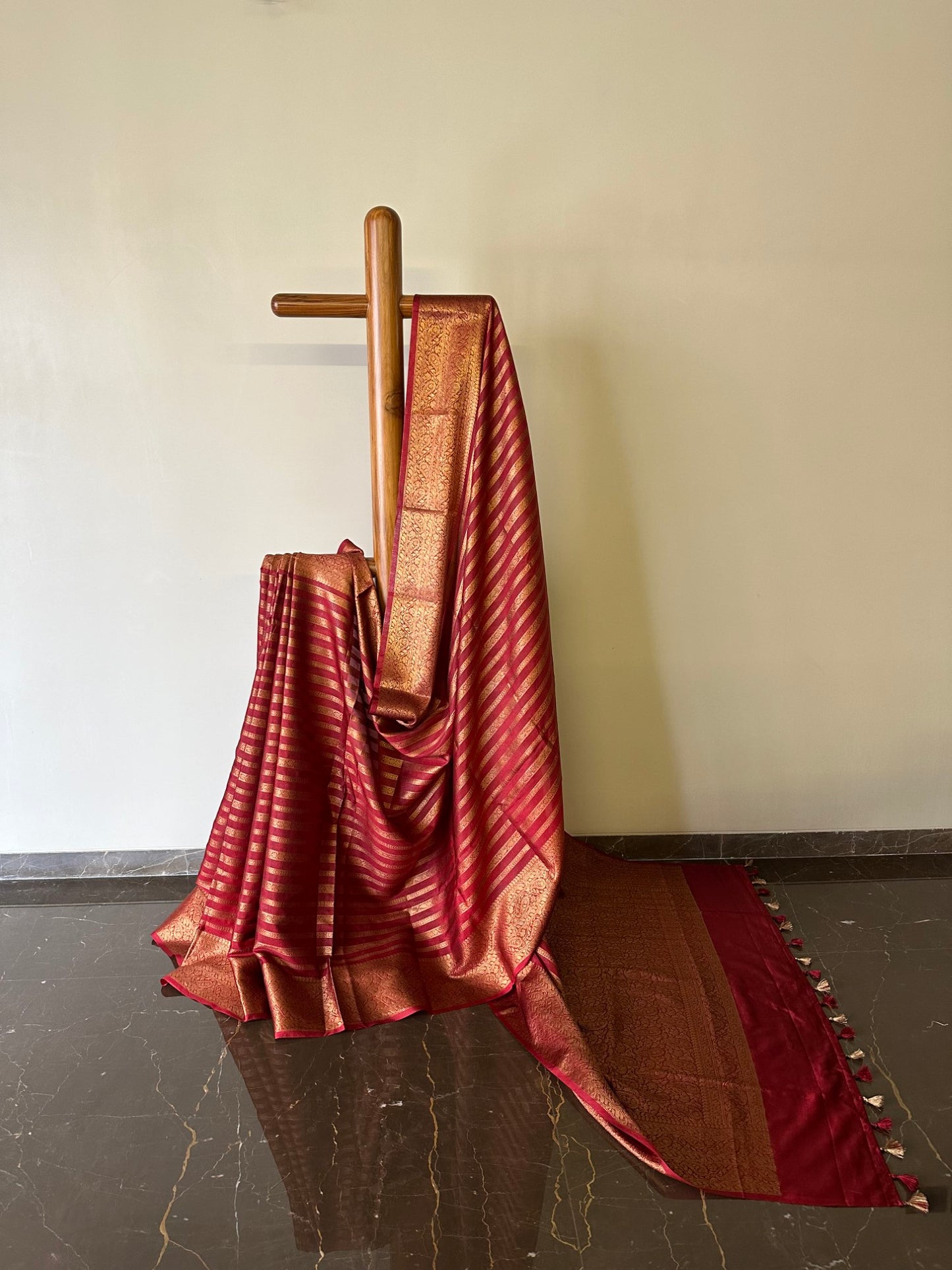 Banarasi Soft Silk Striped Saree--