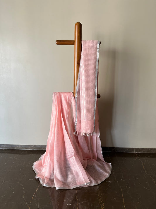 Baby Pink Linen Saree