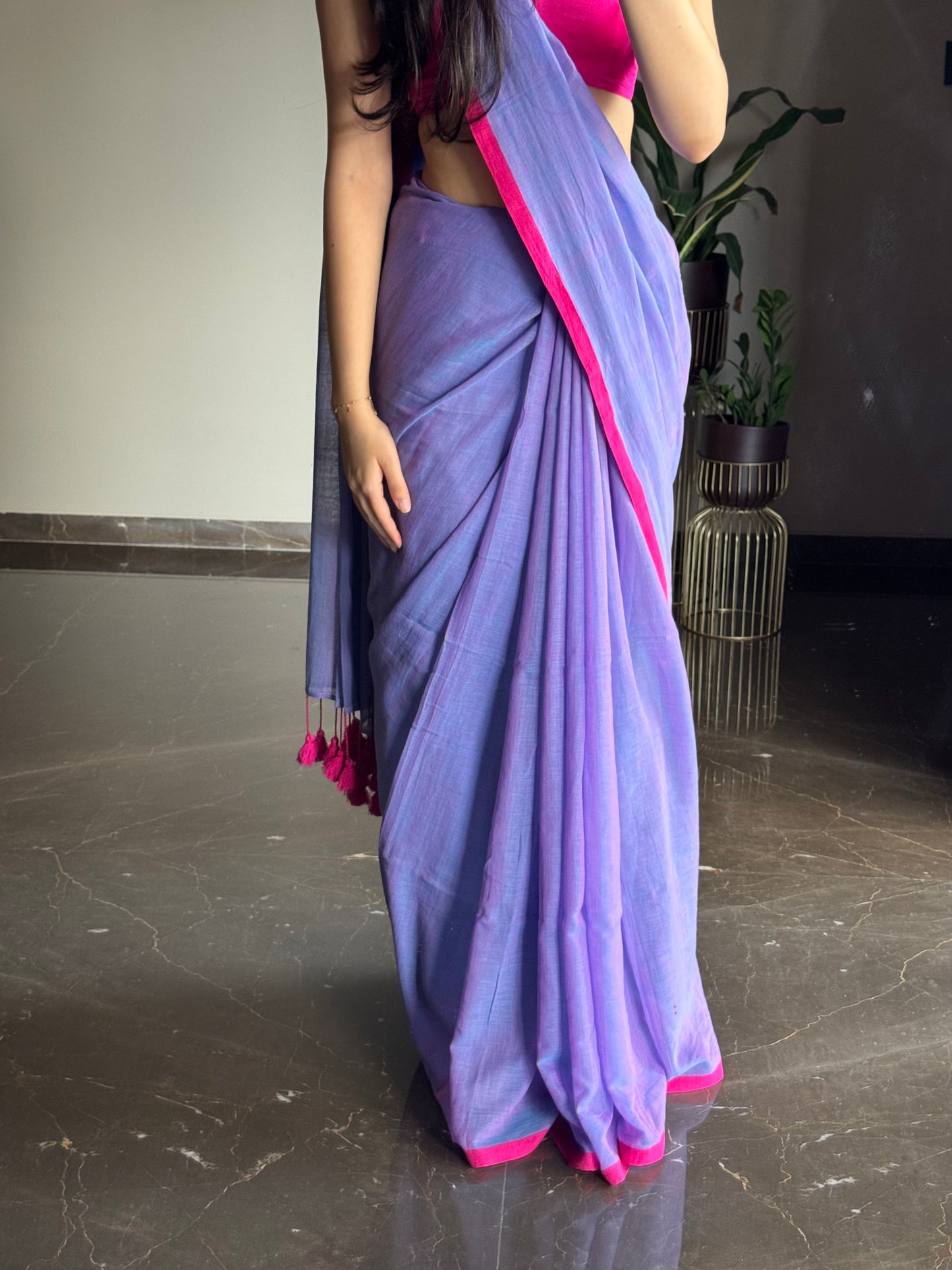 Mul Plain Purple with Pink Tassels