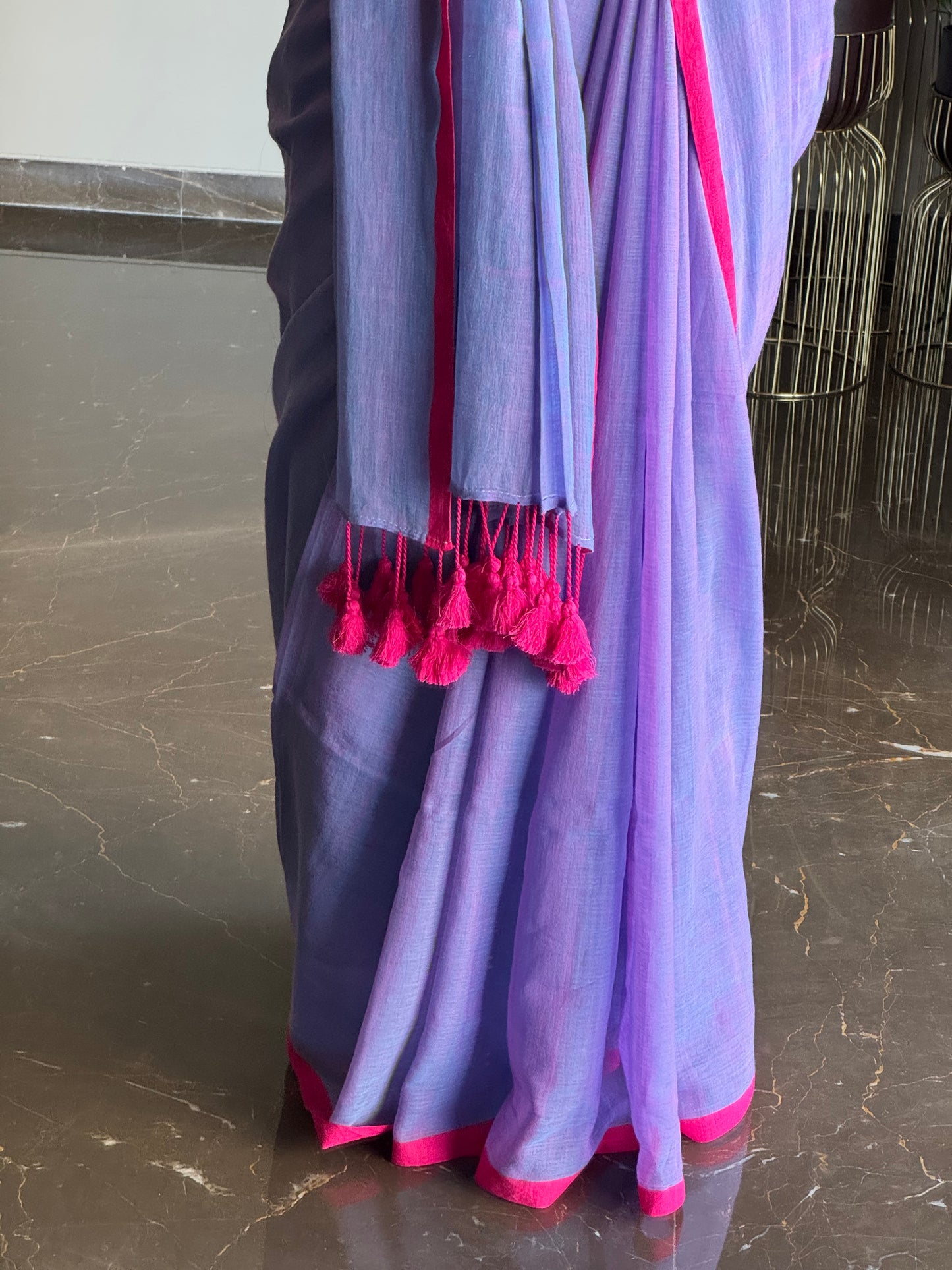 Mul Plain Purple with Pink Tassels